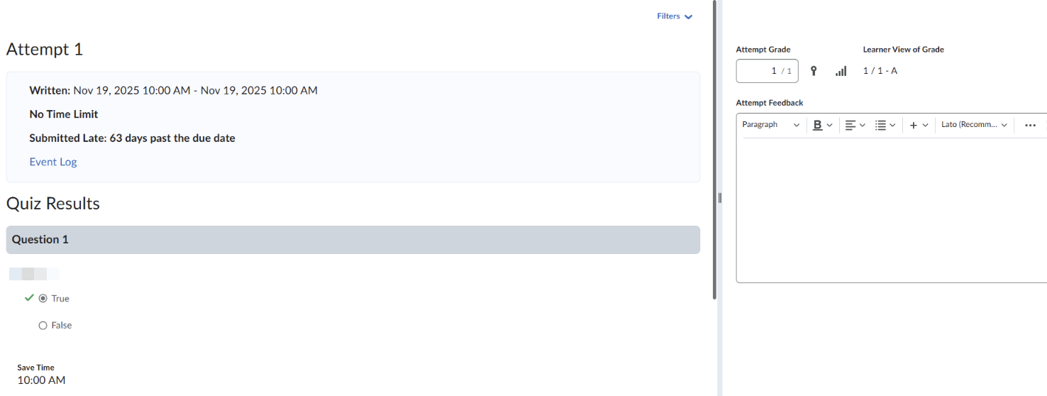 Click on one of the attempts for the quizzes 