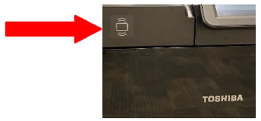 Toshiba Card ID Reader Sensor (icon is a rectangle with curved lines above and below it) where you tap your ID in order to use the device.