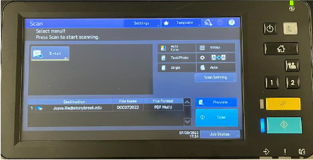 Toshiba Scan to email confirmation screen press the green scan button to complete this job