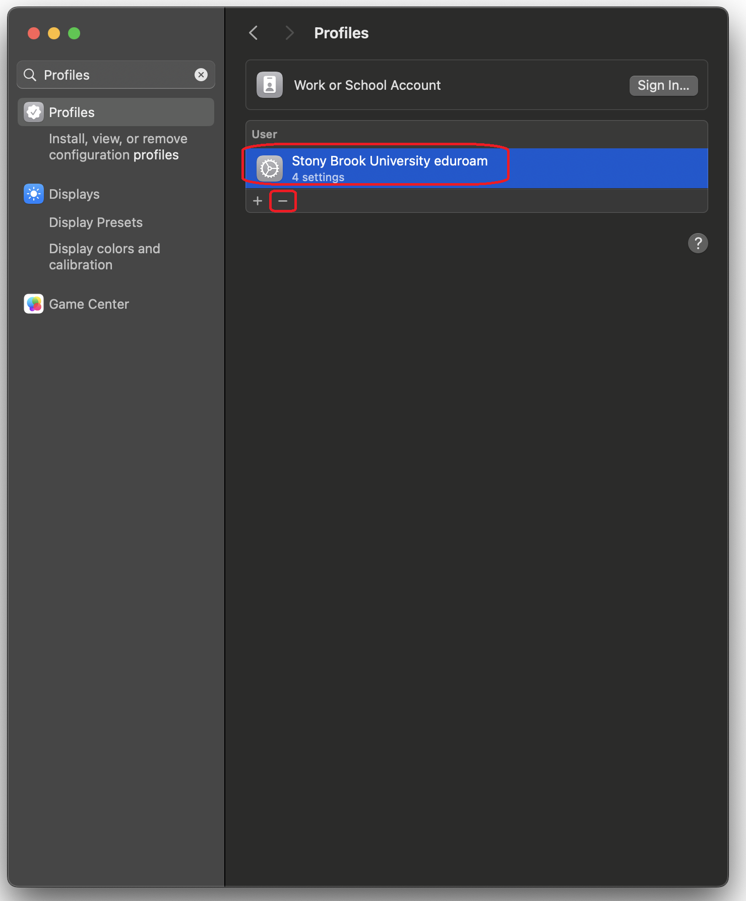 Select the wifi profile you're trying to delete. Click the minus (-) button in the lower left corner.