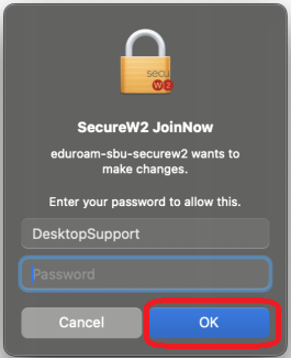 It will ask for your device password again. Please enter it and then click OK.