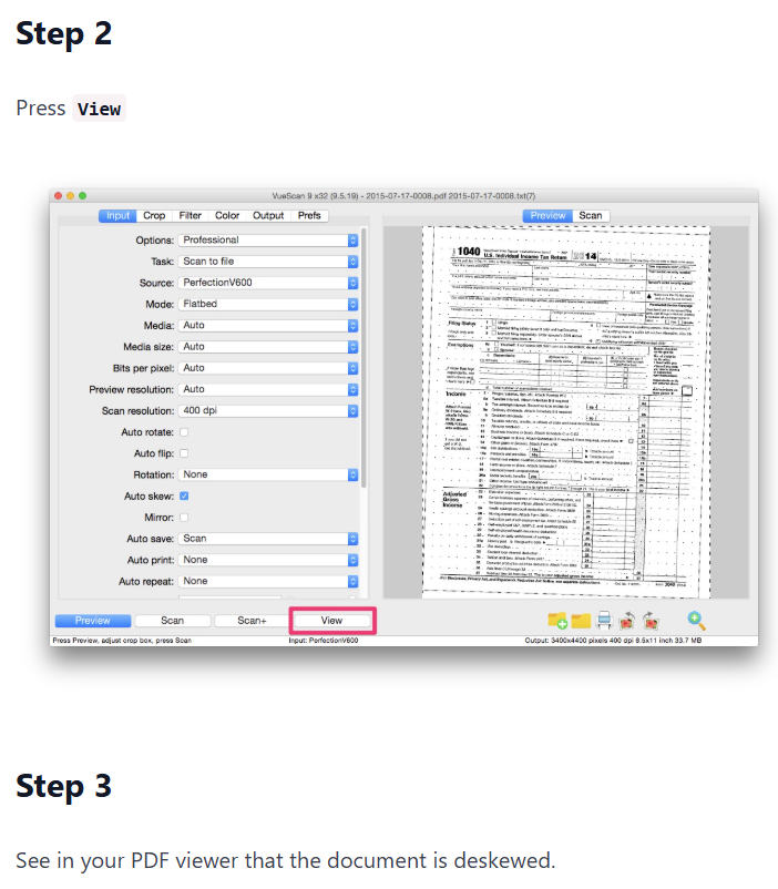 Deskew a Document