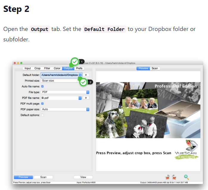 Scan a document into Dropbox
