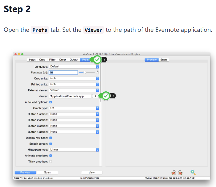 Scan a document into evernote