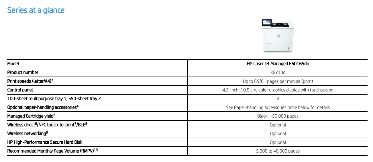 Printer Specifications