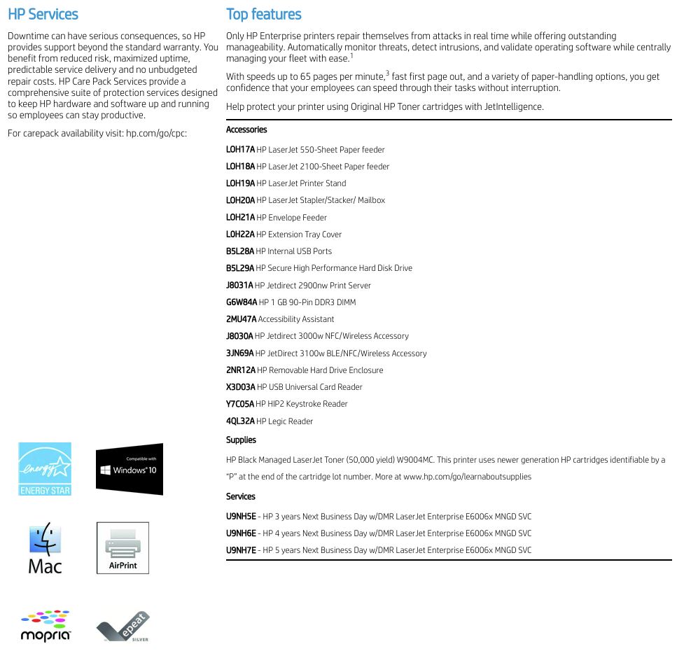 Printer Specifications