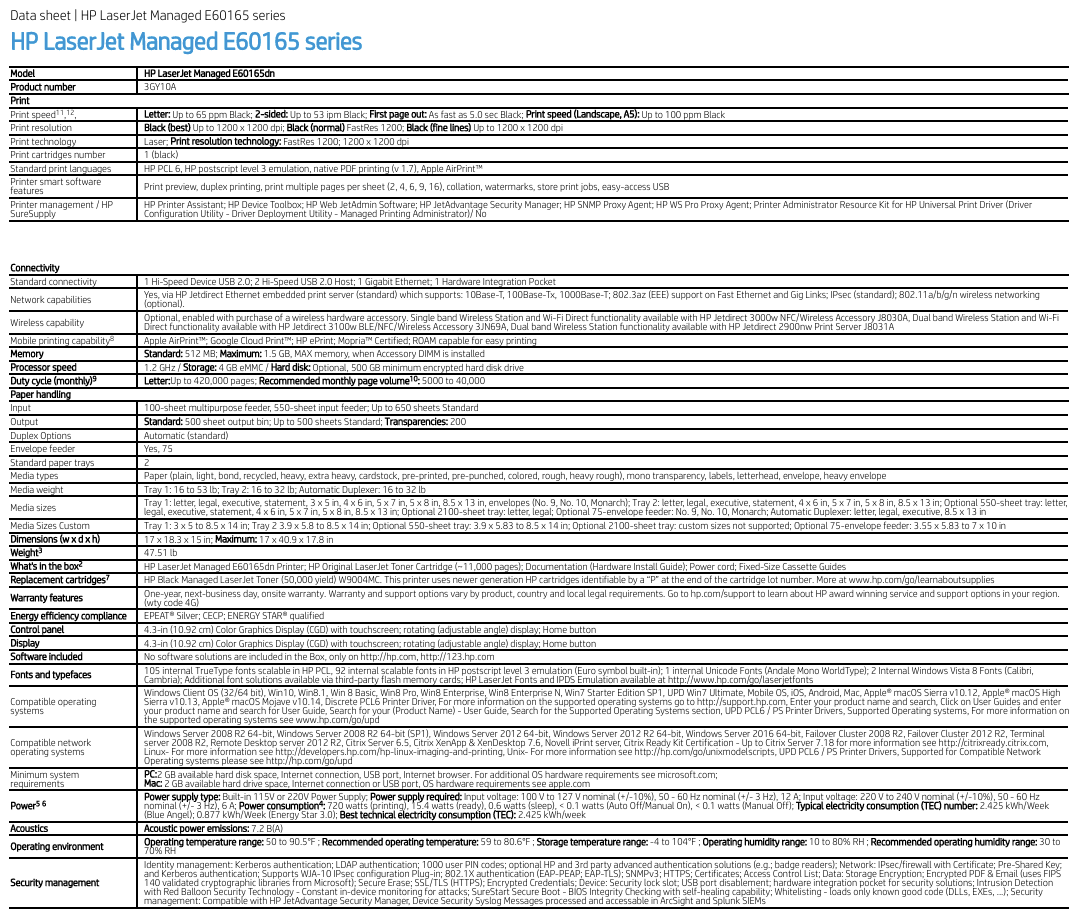 Printer Specifications