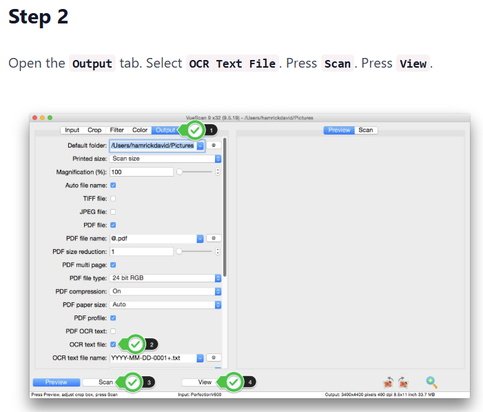 Scan OCR text files
