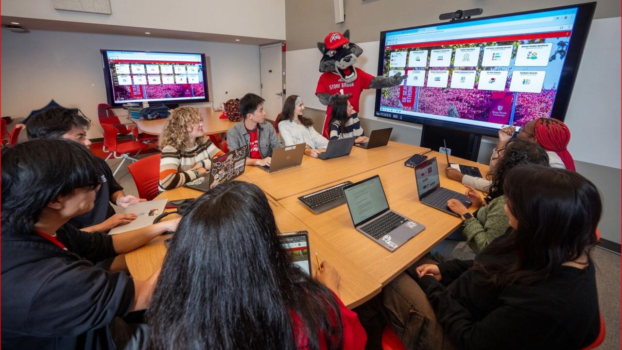 Wolfie showing new SOLAR to students