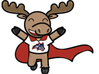 Brightspace moose wearing a wolfie shirt