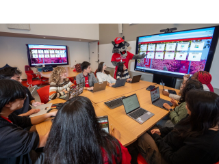 Wolfie showing new SOLAR to students 