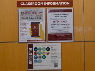 Banner of classroom information placed in classrooms