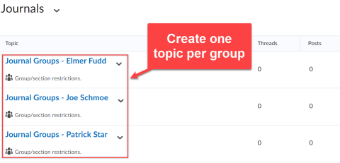Image of how the one topic per group looks