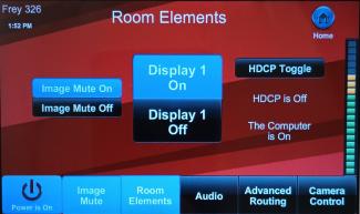 Media system room elements button