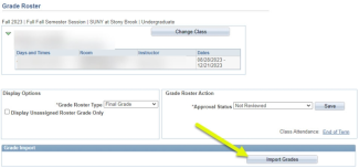 Image of import grades button in Solar