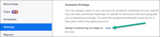 Image of the zoom settings page that highlights the setting to allow someone to schedule a meetinfg for you