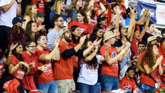 A crowd of cheering Seawolves Fans