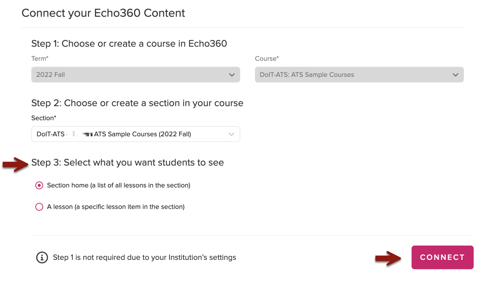 step 3 select what you want students to see