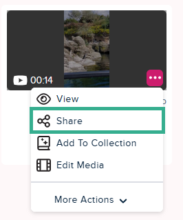 Drop-down menu highlighting the Share option