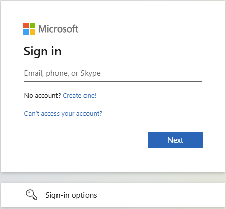 Microsoft Login Screen