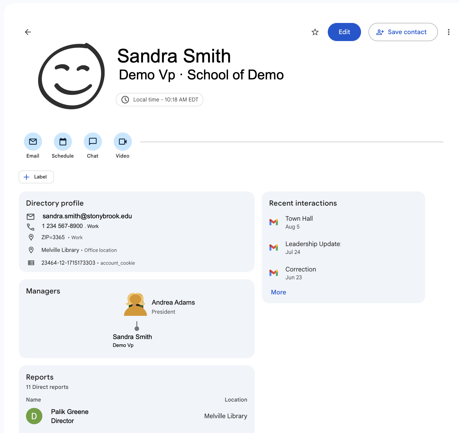 Google contacts profile