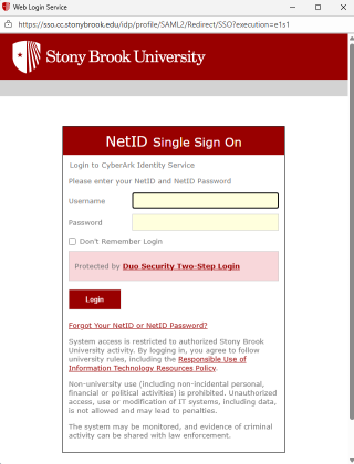 Stony Brook SAML Prompt