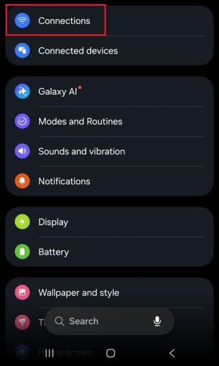 Tap Connections at the top of the list.