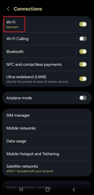 Tap wifi at the top of the list