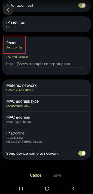 Scroll down and tap on Proxy.
