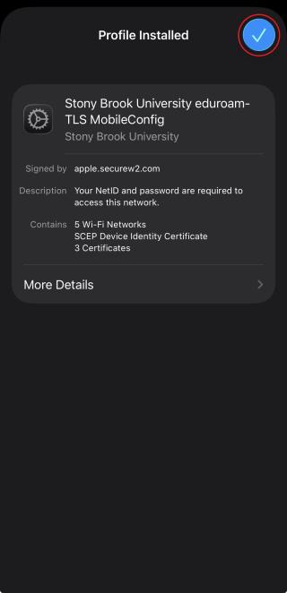 Click on the checkmark in the top right corner to leave the profile configuration page
