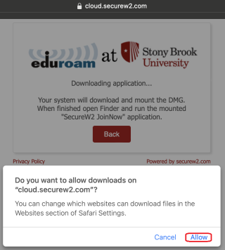 Click Allow to download the app if prompted.