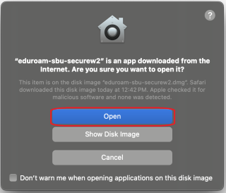 Click Open to open the app if prompted.
