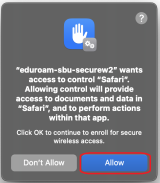 Click Allow to open Safari if prompted.