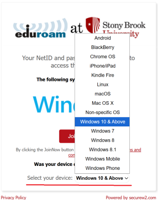 Select your Windows operating system.