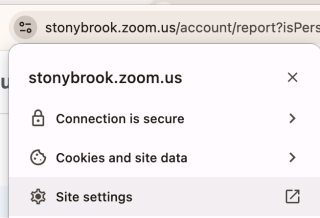 view site information icon and site settings