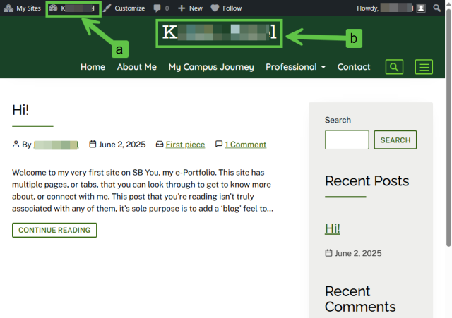 All posts page Arrows pointing to the site title on the all posts page