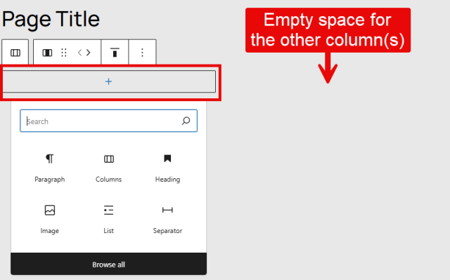 Adding a block to a column