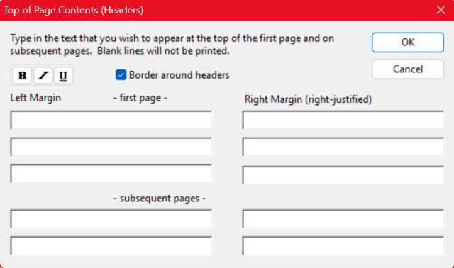Header settings