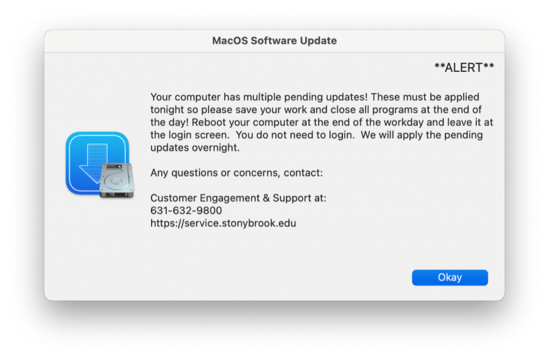 MacOS Software Update **ALERT** Your computer has multiple pending updates!